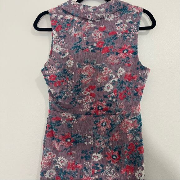 Anthropologie Maeve Purple Floral Sleeveless Jacquard Dress Size 4 - Picture 8 of 11